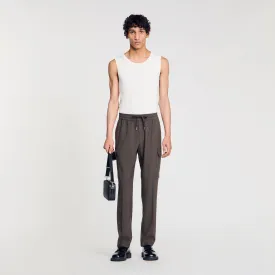 New Alpha Cargo Elasticated Cargo Trousers Dark Kaki.