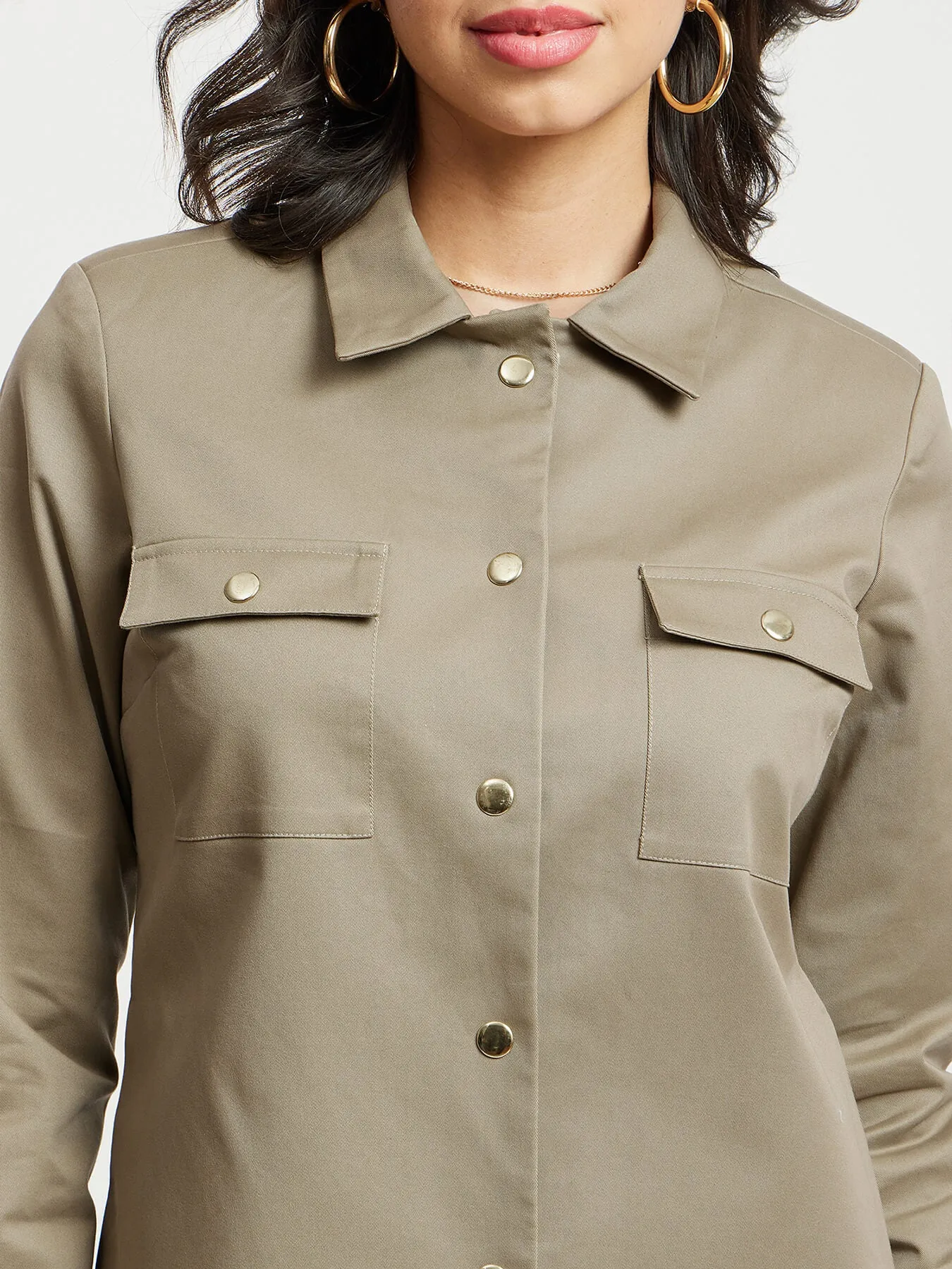 Open Front Jacket - Beige