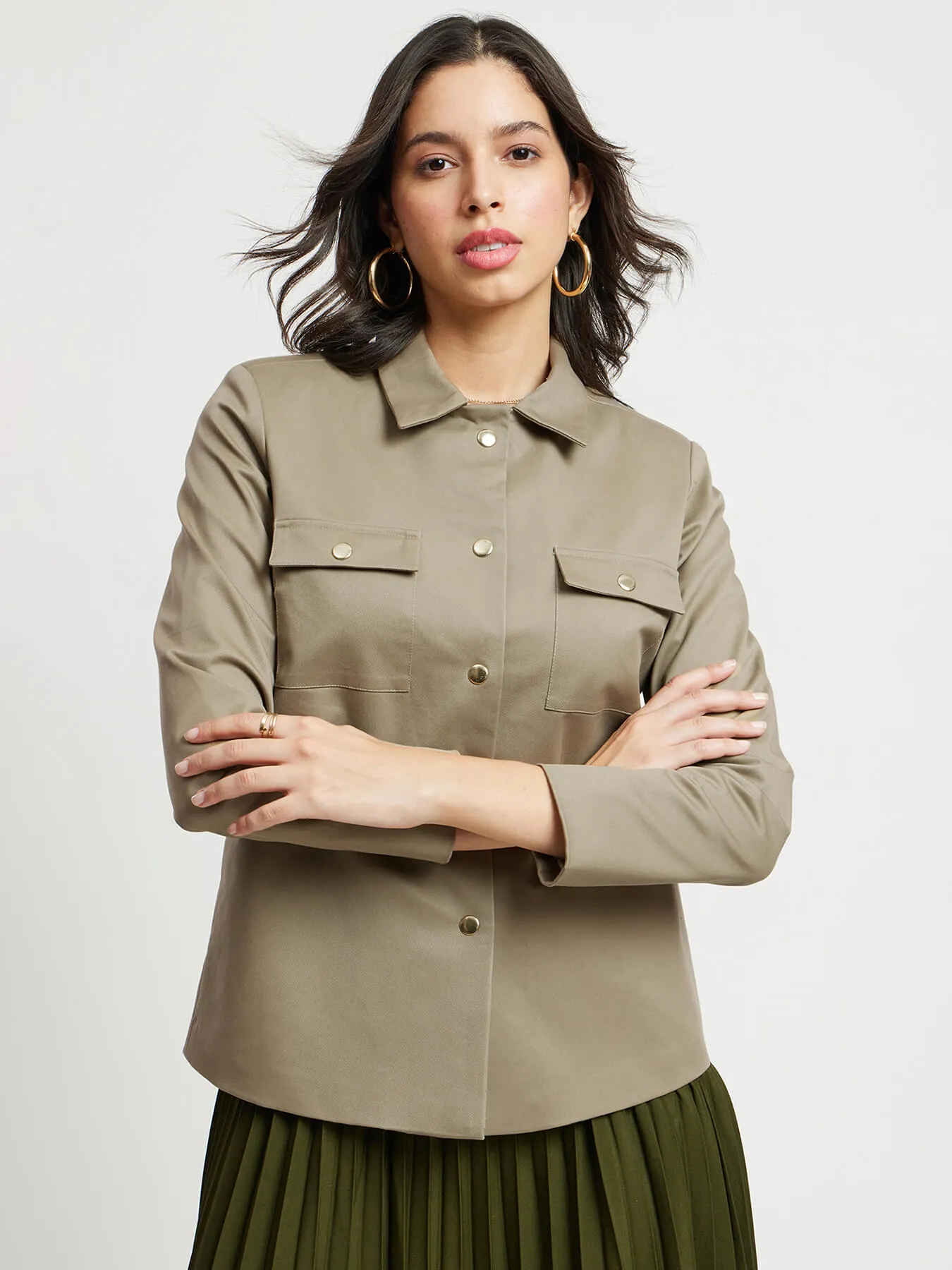 Open Front Jacket - Beige