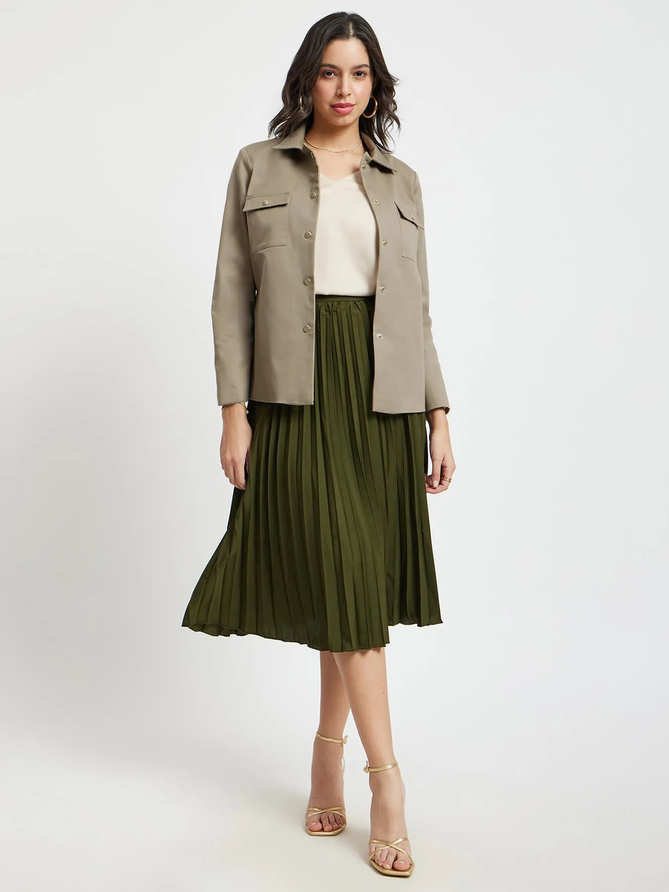 Open Front Jacket - Beige