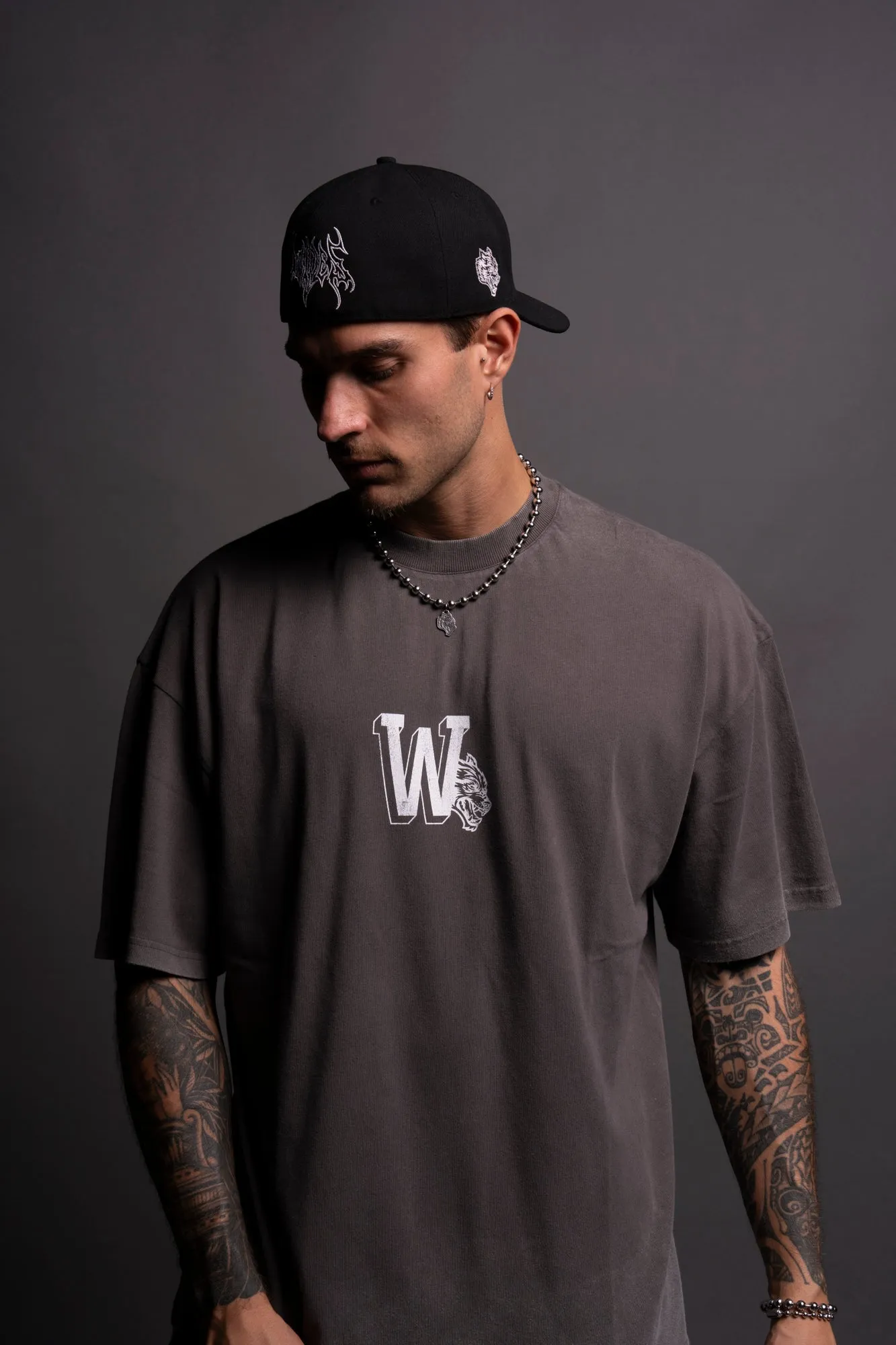 Our Stamp "Premium" Oversized Tee in Wolf Gray