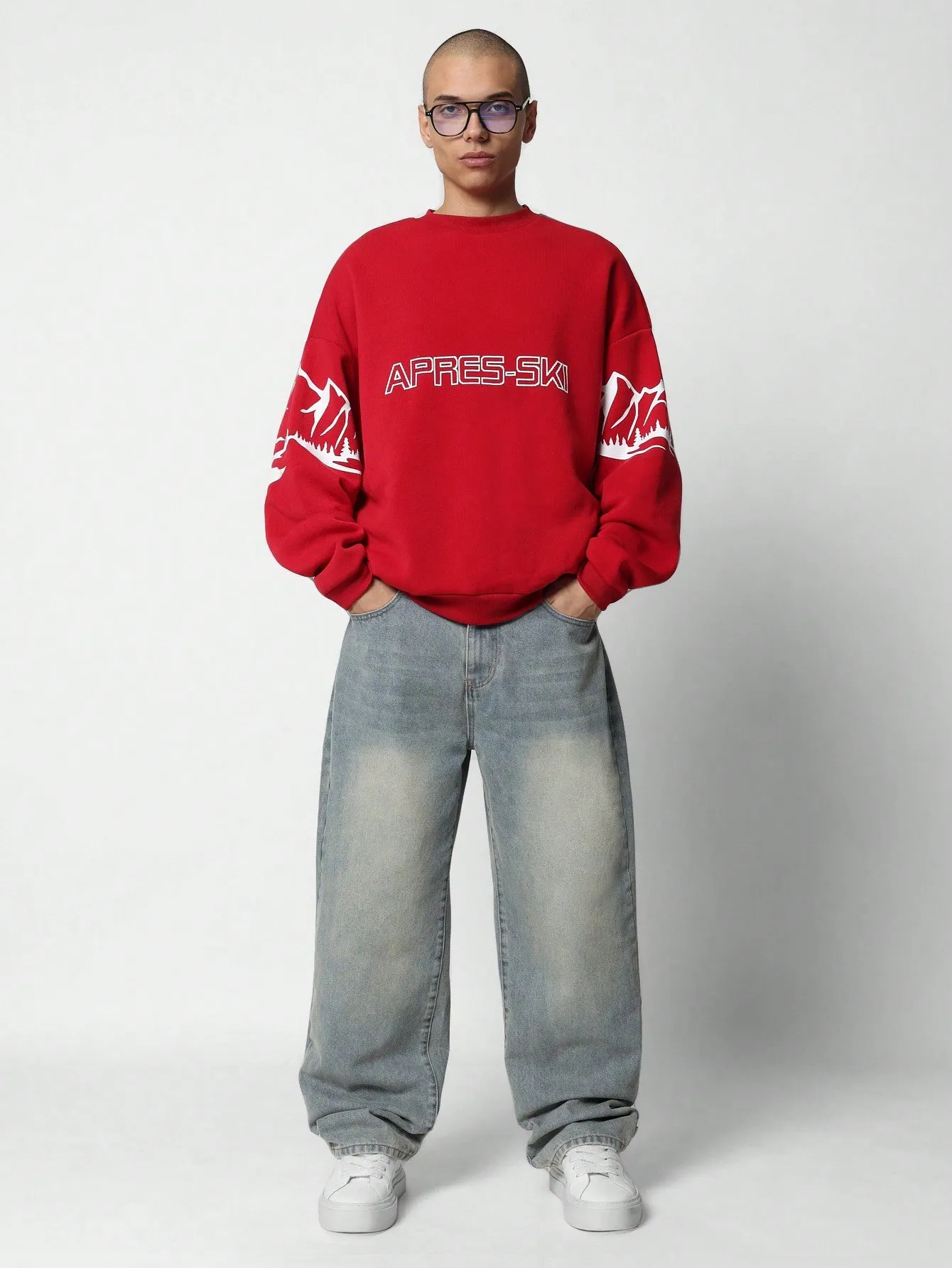 Oversized Fit Graphic Print Sweatshirt