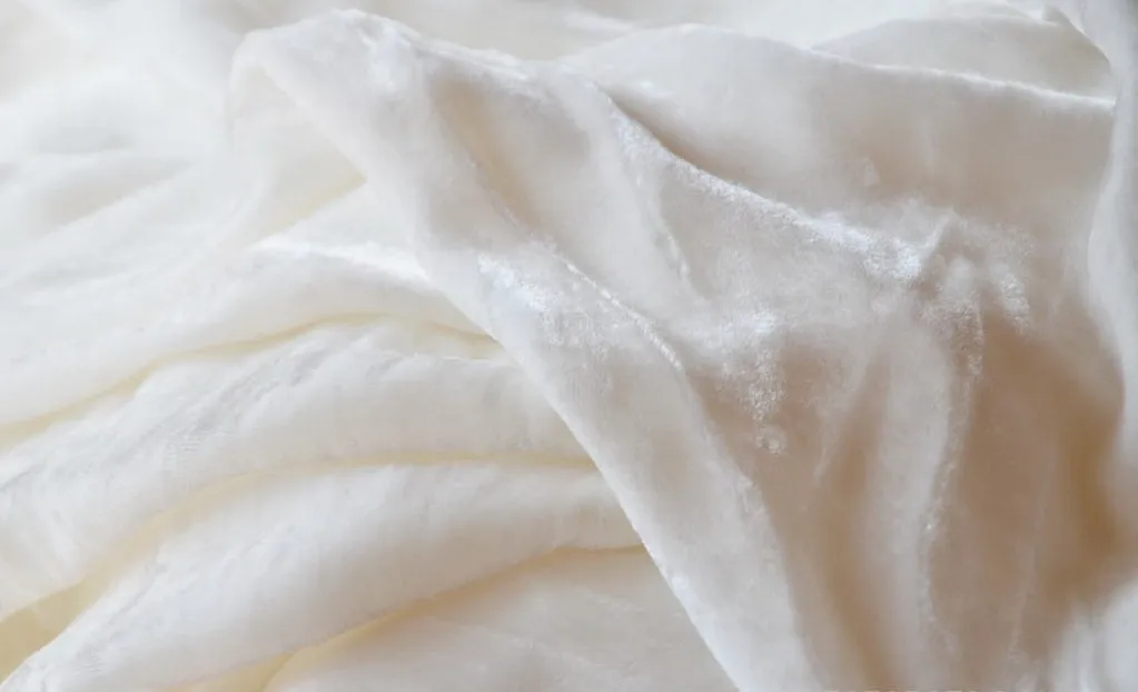 Plush Silk White Velvet Fabric 44" wide [748]