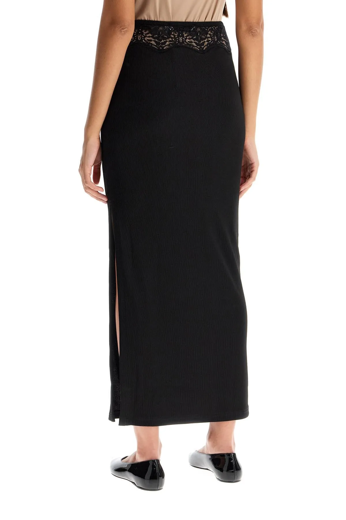 "knitted skirt with lace detail