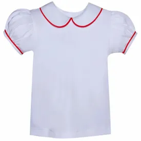 Red Piped Girl Peter Pan Knit Shirt