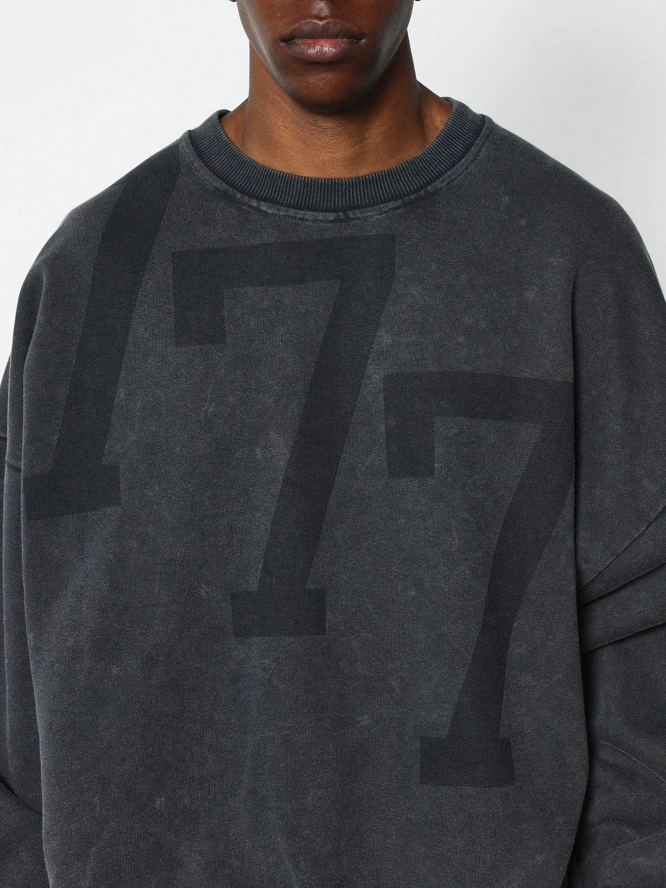 Regular Fit Long Sleeve Washed Sweatshirt With Graphic Print
