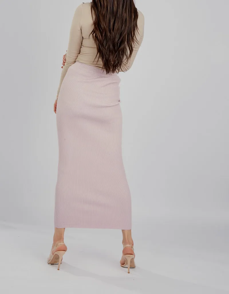 Ribbed Knit Skirt - Shades of Pink
