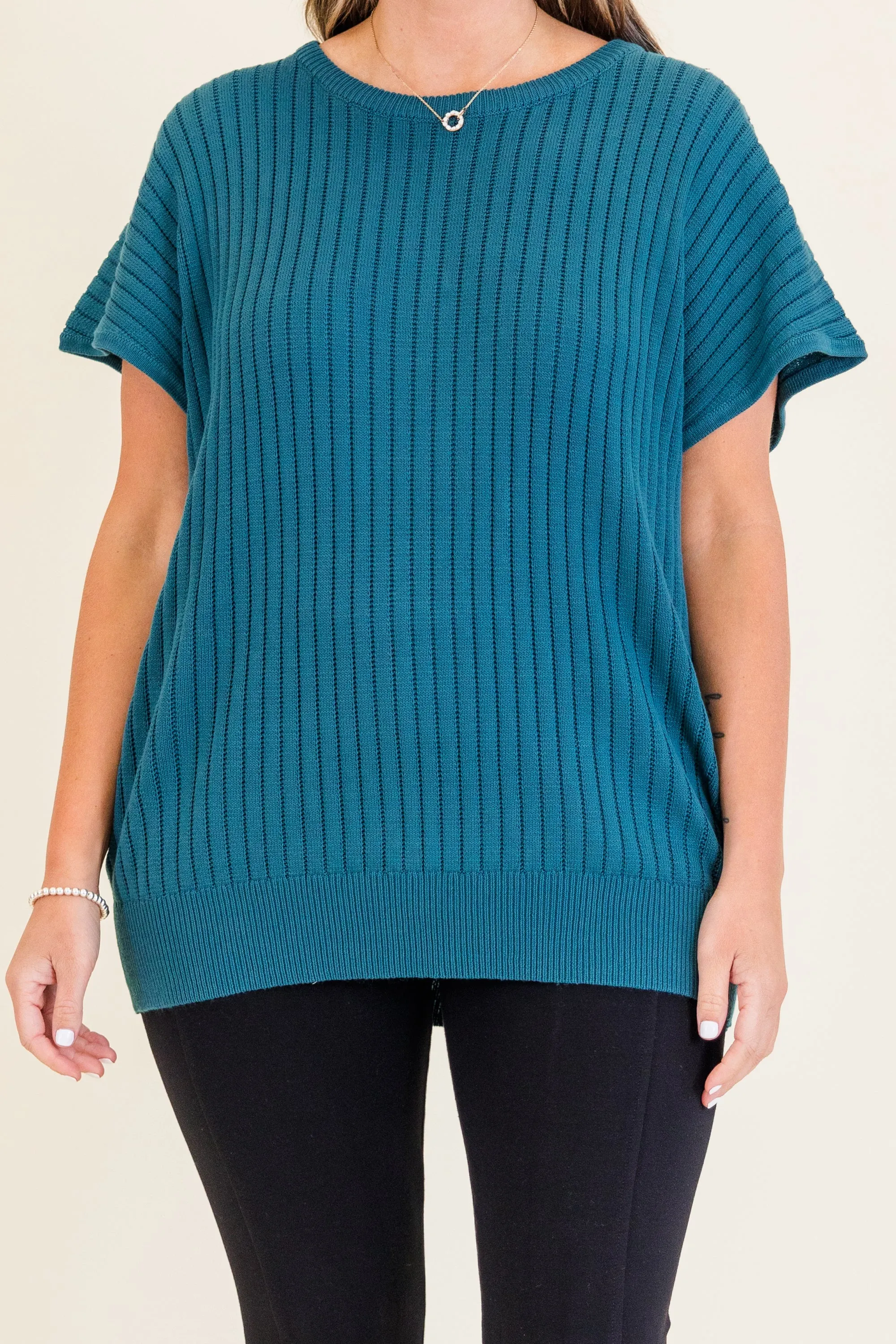 Ribbed Staple Sweater, Jade Green