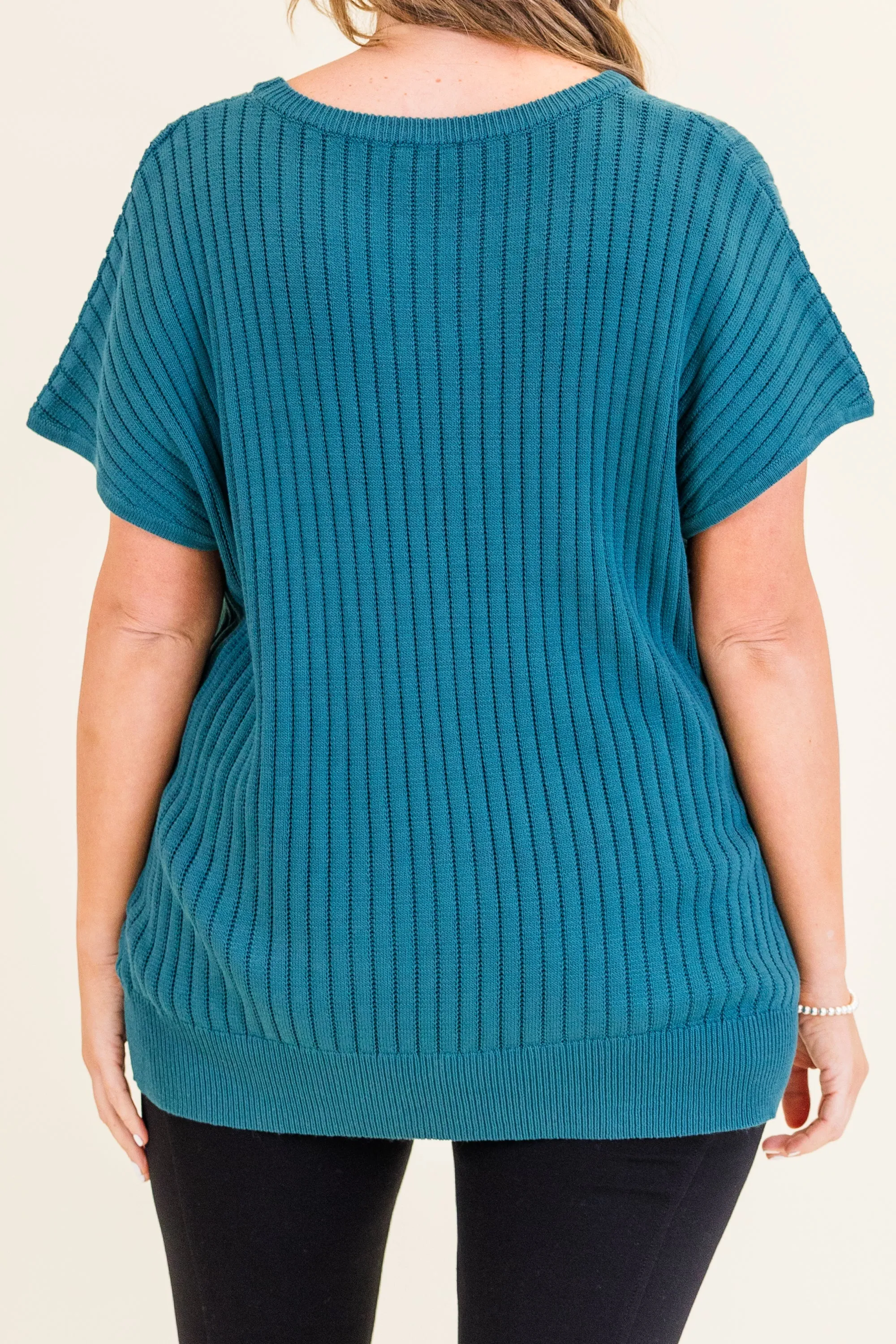 Ribbed Staple Sweater, Jade Green