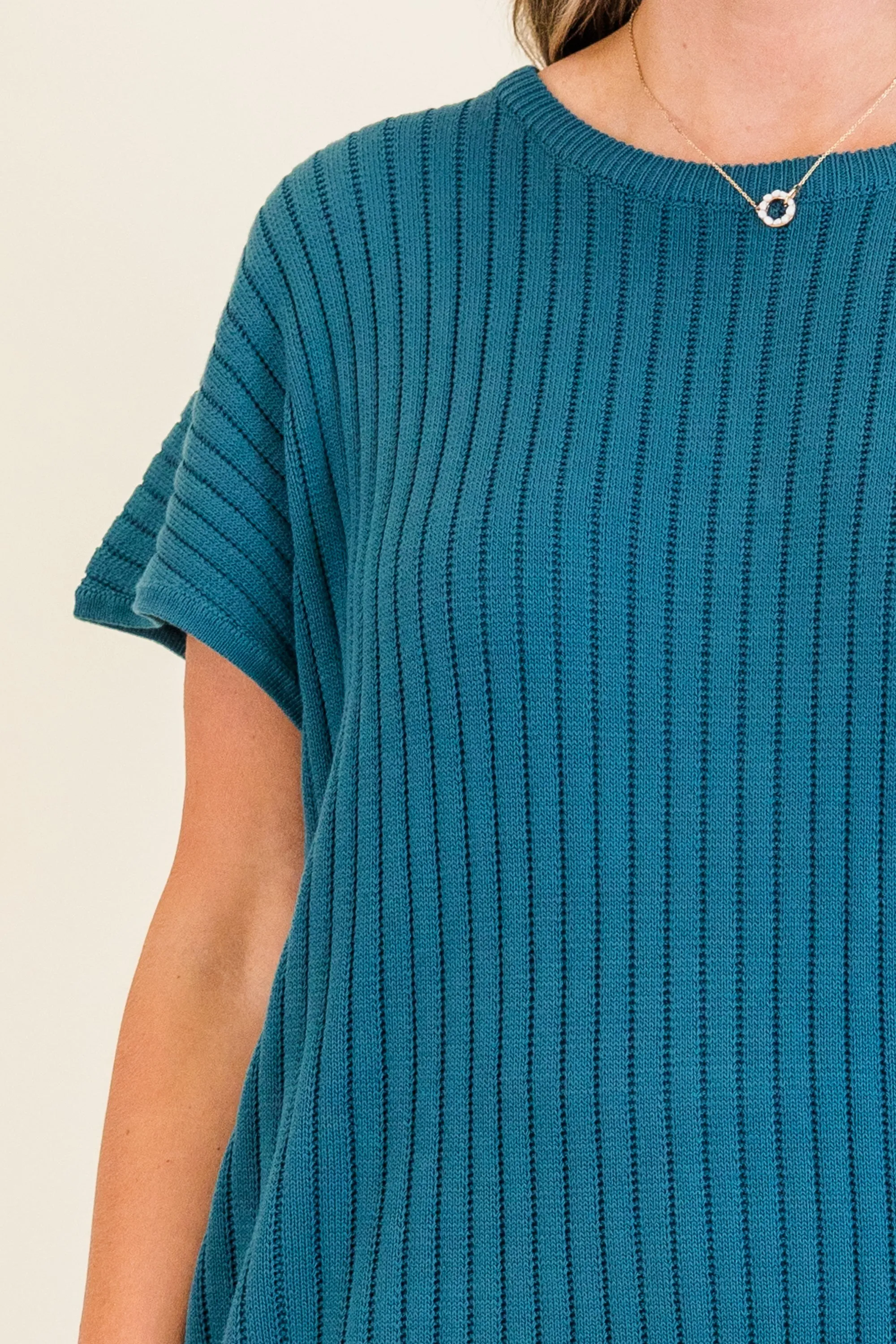 Ribbed Staple Sweater, Jade Green