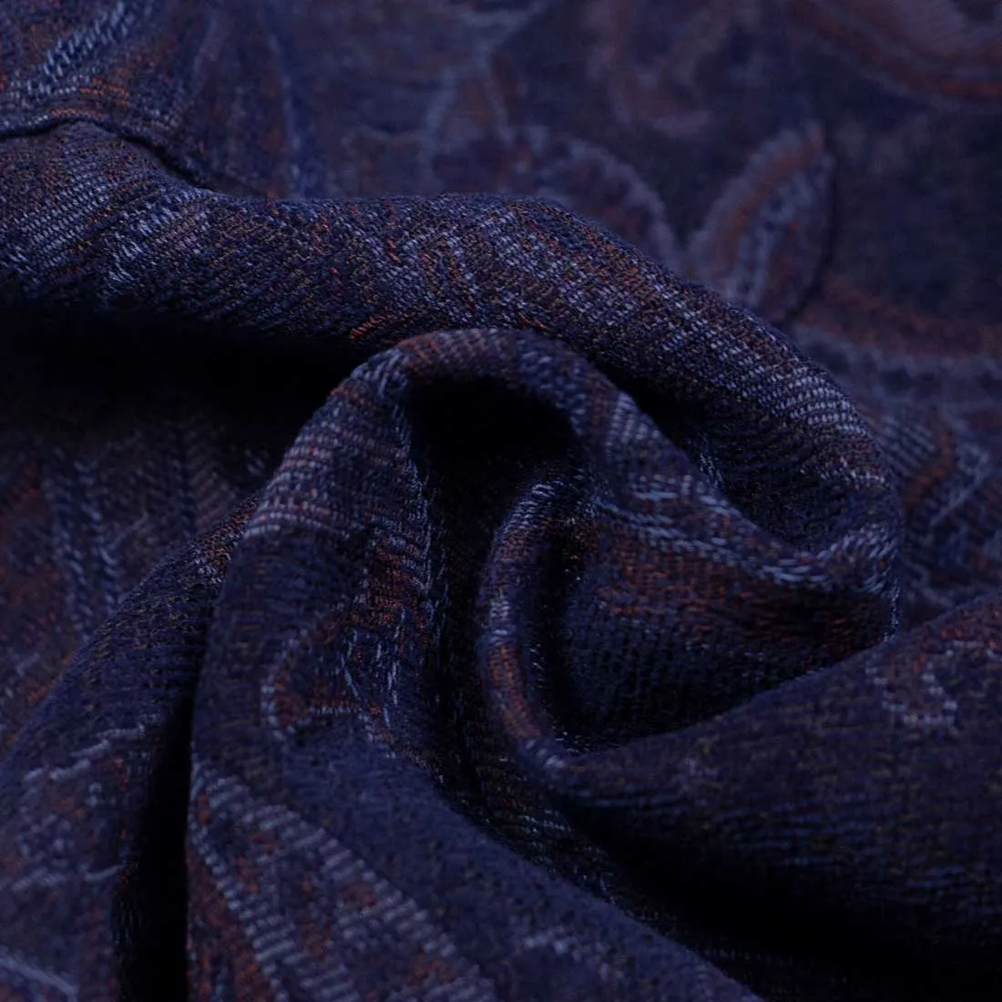 Robe coat in hand-dyed indigo Gobelin paisley cotton tapestry