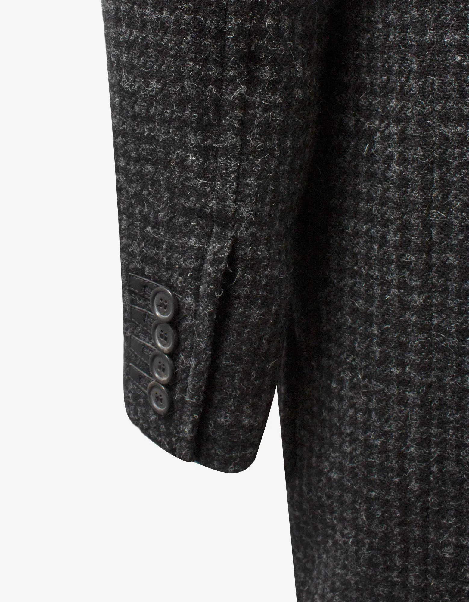 Saint Laurent Shearling Collar Houndstooth Check Coat