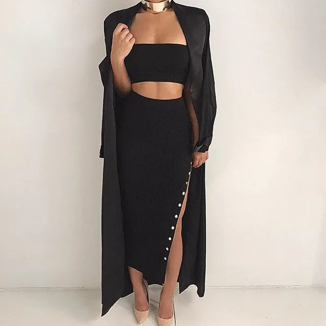 Split Knitted Maxi Skirt