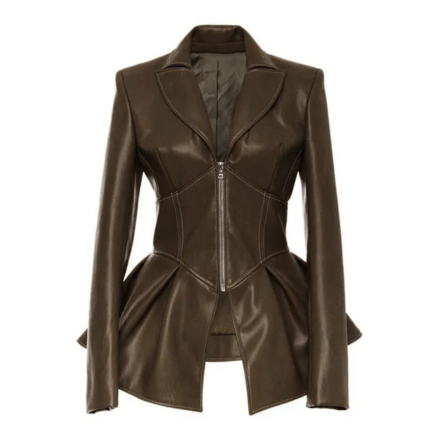 Summer's Time High Waist PU Leather Jacket