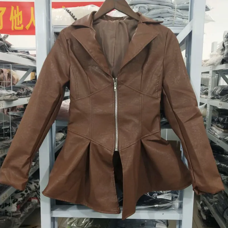 Summer's Time High Waist PU Leather Jacket