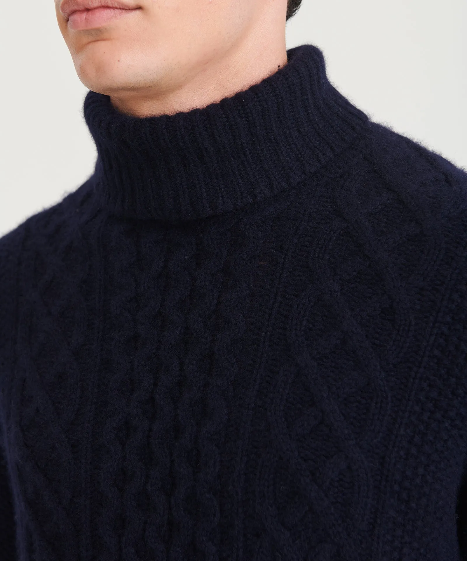 Super Luxe Cashmere Fisherman Cable Turtleneck