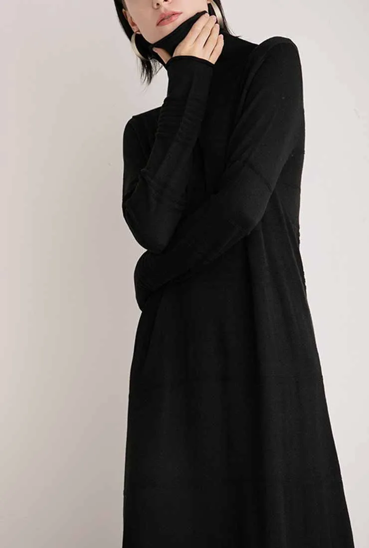 Turtleneck Long Sleeved Sweater Maxi Dress