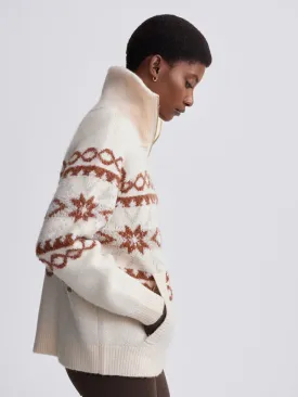 Varley Cai Fairisle Half Zip, Whitecap Grey Fairisle