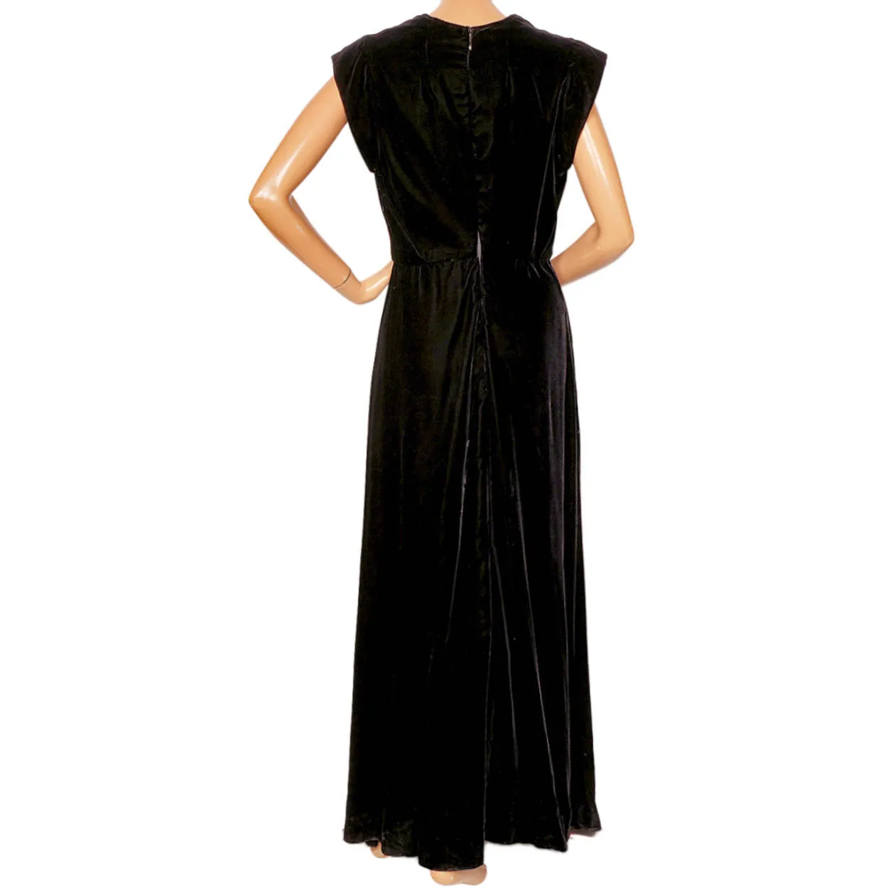 Vintage 1970s Lillie Rubin Black Velvet Evening Gown Dress Collection 700 Size M