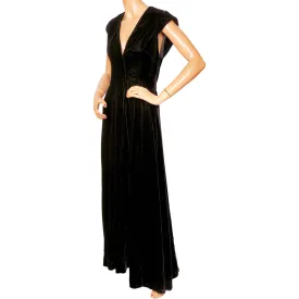 Vintage 1970s Lillie Rubin Black Velvet Evening Gown Dress Collection 700 Size M