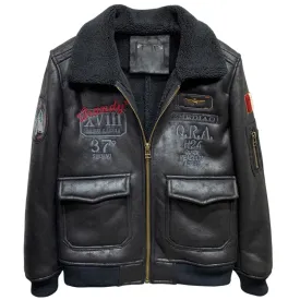 Vintage Big and Tall Mens Fur Lined Coat Plus Size 5XL Winter Automotive Mens Shearling Fur Jacket Embroidered Winter Overcoats