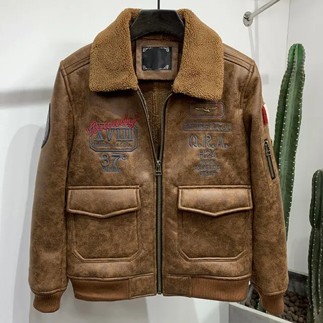 Vintage Big and Tall Mens Fur Lined Coat Plus Size 5XL Winter Automotive Mens Shearling Fur Jacket Embroidered Winter Overcoats