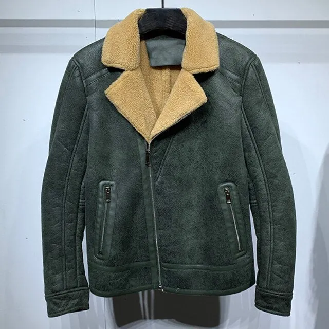 Vintage Big and Tall Mens Fur Lined Coat Plus Size 5XL Winter Automotive Mens Shearling Fur Jacket Embroidered Winter Overcoats