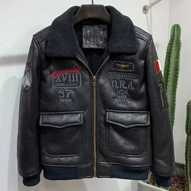 Vintage Big and Tall Mens Fur Lined Coat Plus Size 5XL Winter Automotive Mens Shearling Fur Jacket Embroidered Winter Overcoats