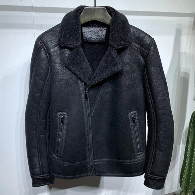Vintage Big and Tall Mens Fur Lined Coat Plus Size 5XL Winter Automotive Mens Shearling Fur Jacket Embroidered Winter Overcoats