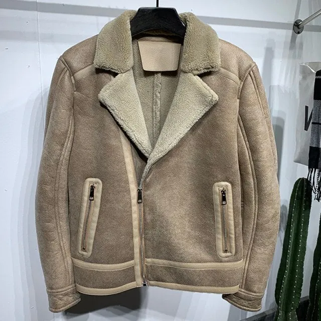 Vintage Big and Tall Mens Fur Lined Coat Plus Size 5XL Winter Automotive Mens Shearling Fur Jacket Embroidered Winter Overcoats