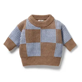 Wilson & Frenchy - Coco Blue Speckle Organic Knitted Check Jumper