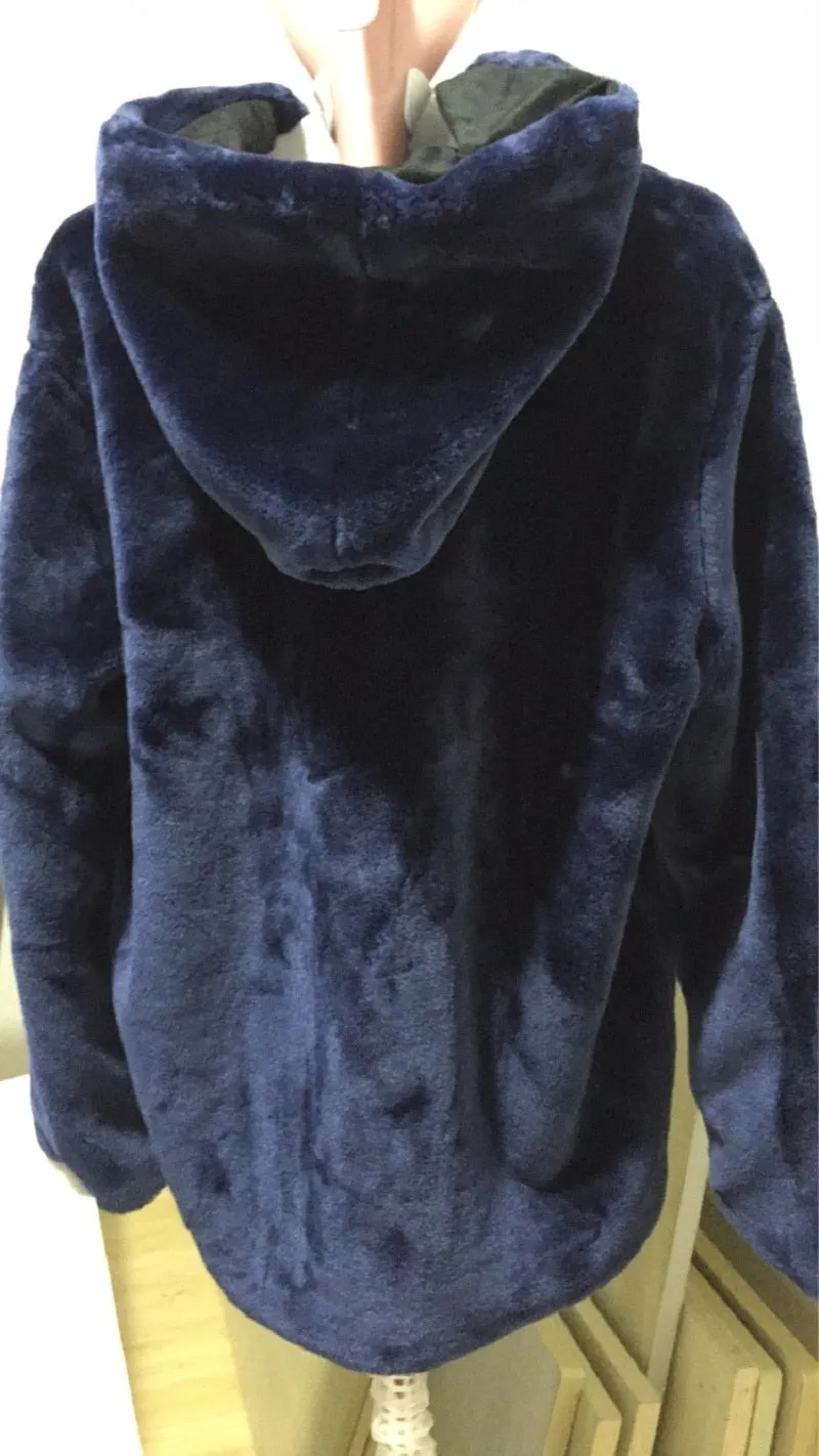 Winter Faux Fur Coats Men  Winter Stand Collar Casual Fur Jackets Warm Windbreaker Zipper Men Fur Coat Size4XL XA151