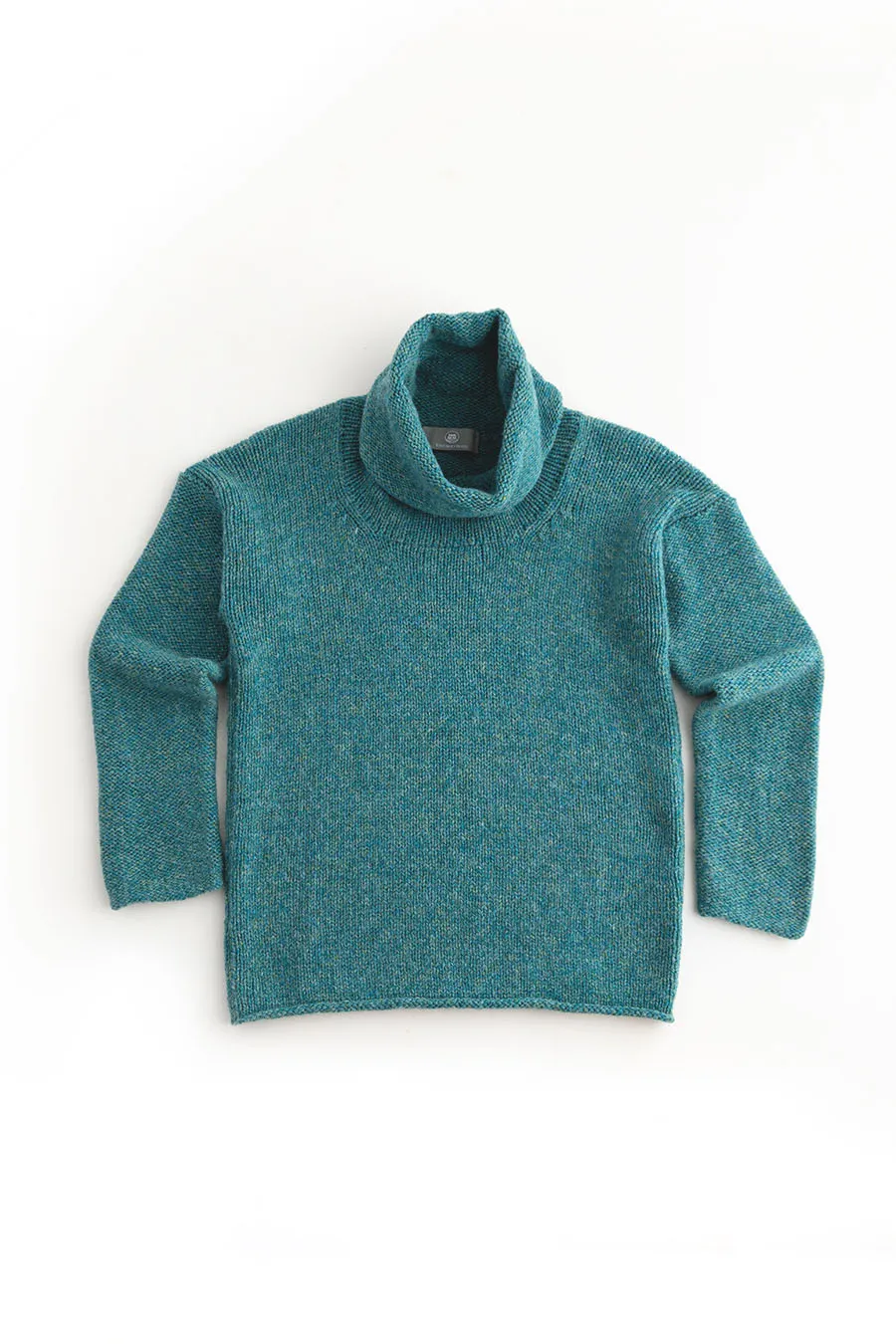 Womens Chunky Cowl neck jumper - light teal