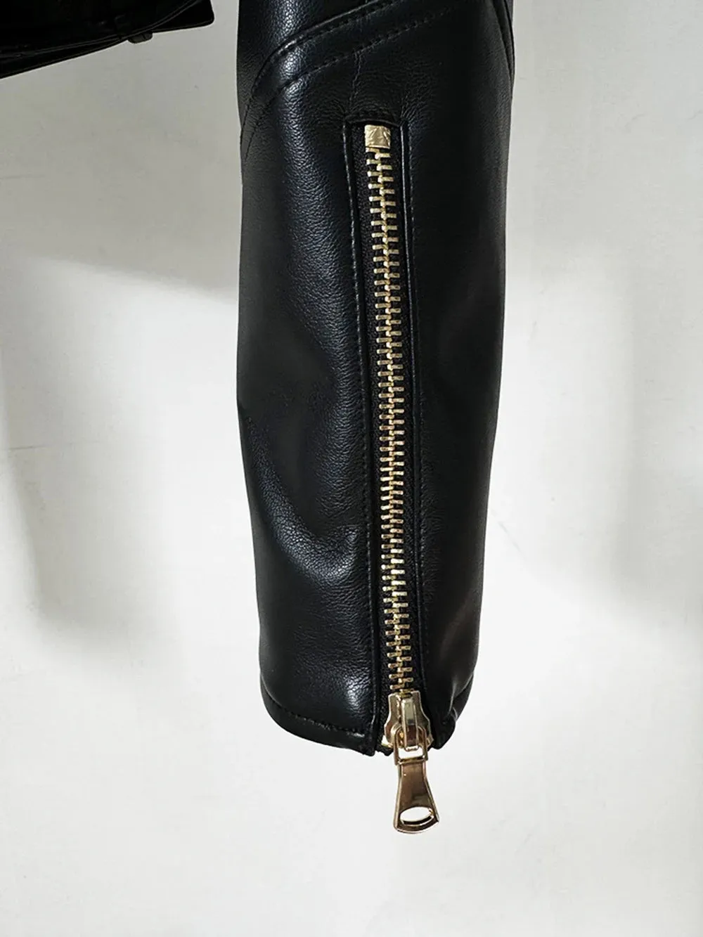 Women's Double Breasted Faux Leather Short Jacket