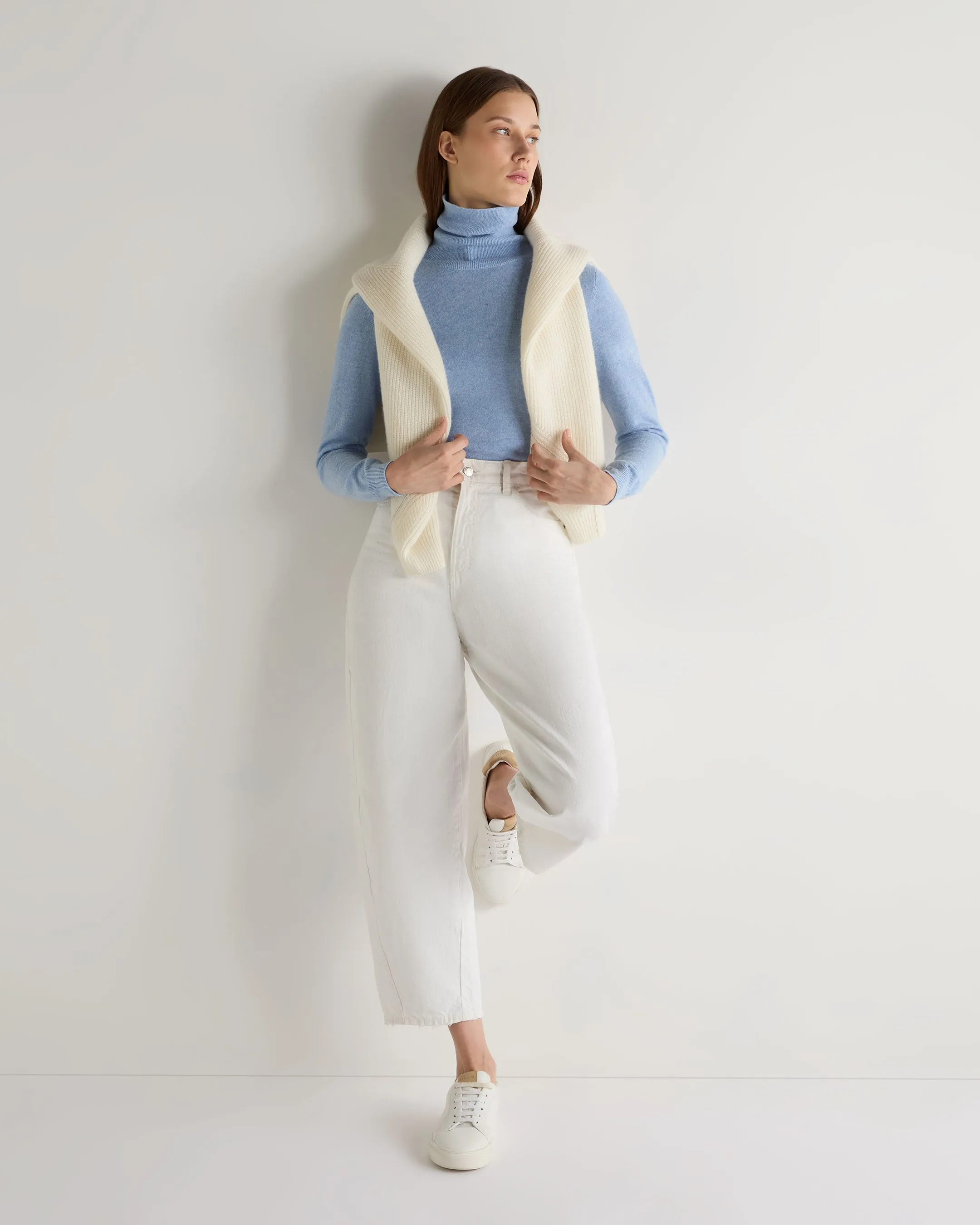 Women's Luna Roll Neck Cashmere Jumper Cornflower Blue