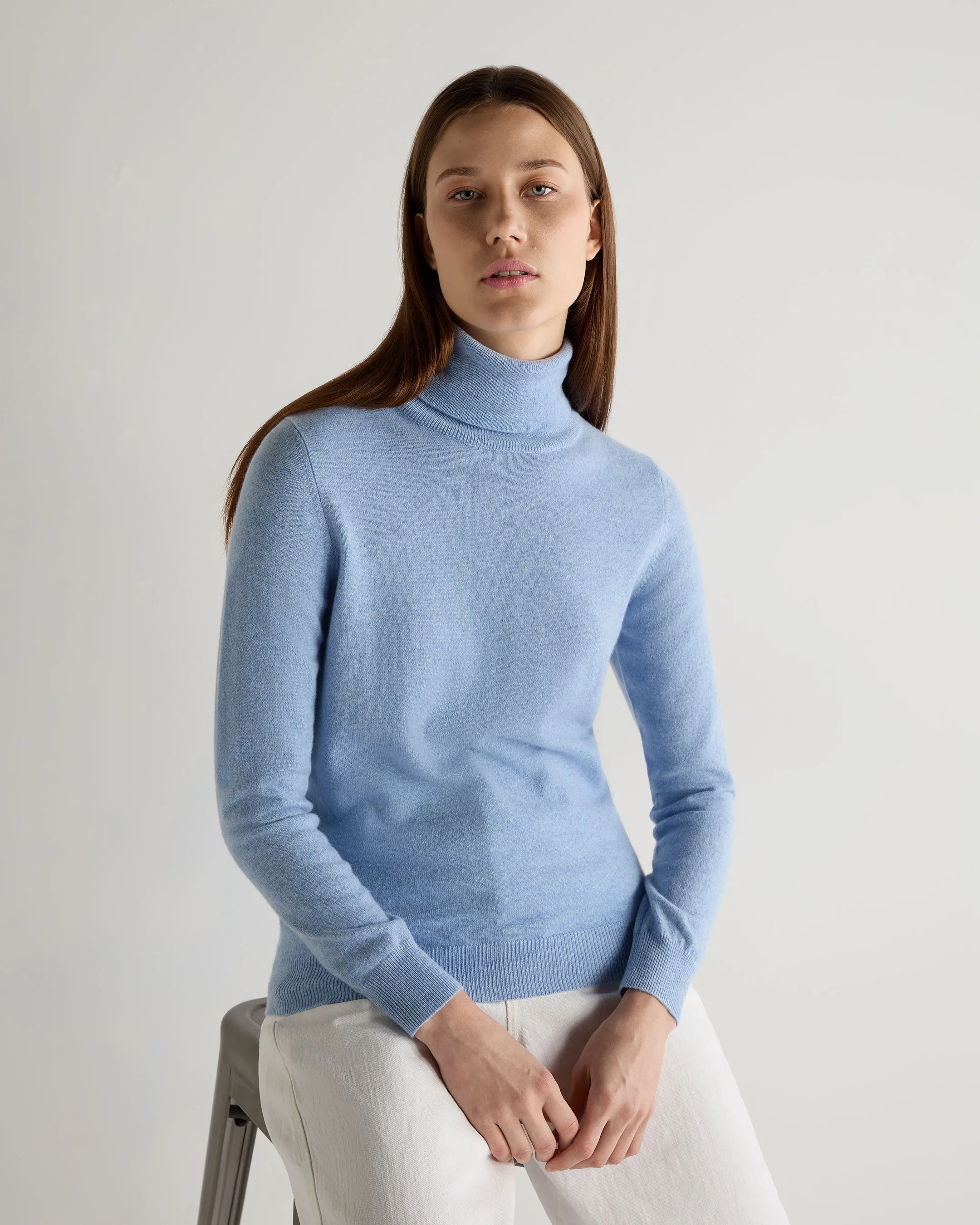 Women's Luna Roll Neck Cashmere Jumper Cornflower Blue