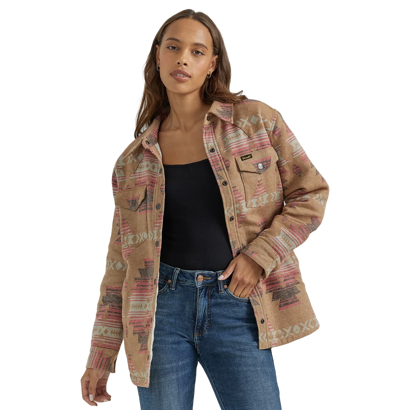 Wrangler Ladies Southwestern Doe Stripe Shacket 112353134
